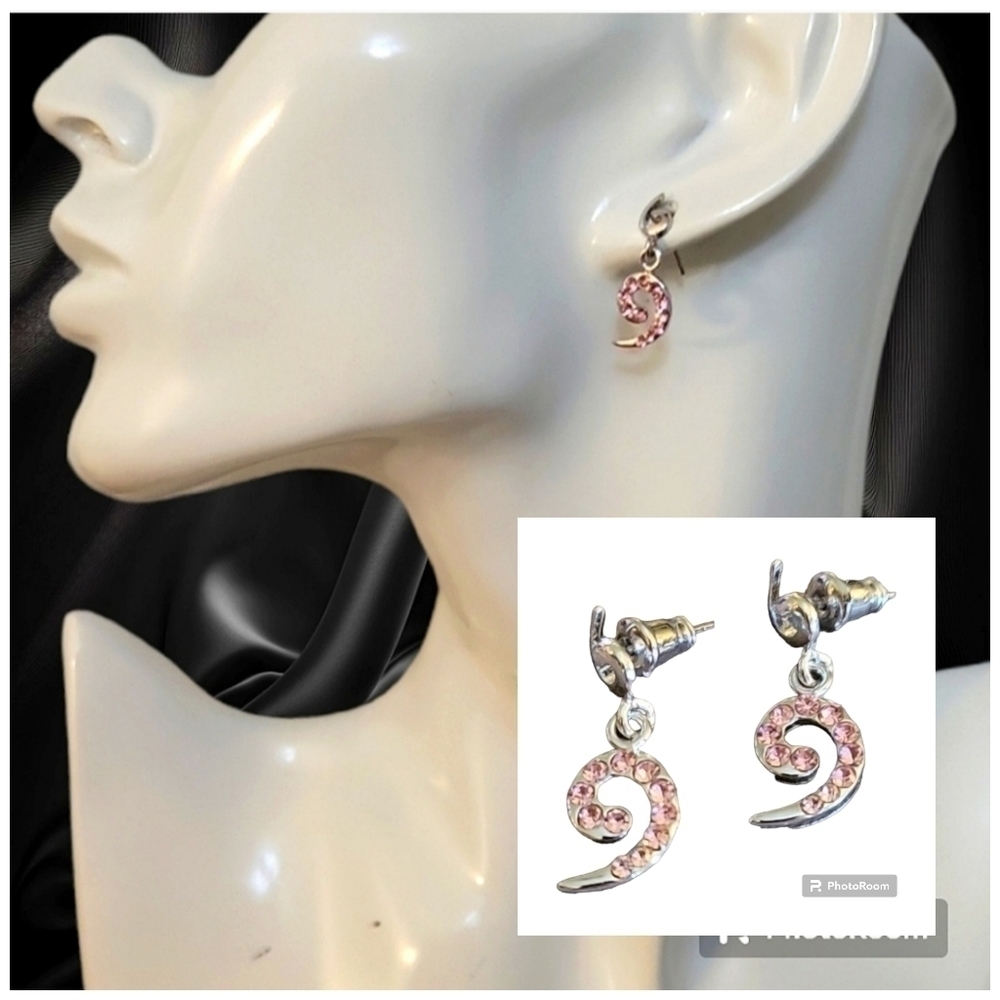 3/$30 Dainty Pink Crystal Spiral Nebula Atomic Mod Post Earrings